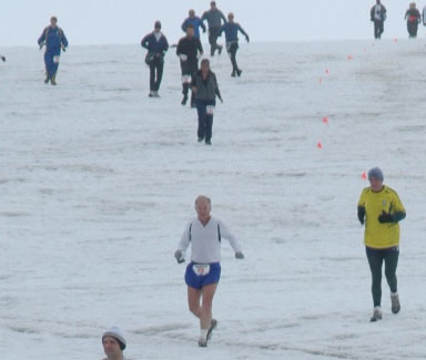 Dr. Holmes running in Antarctica